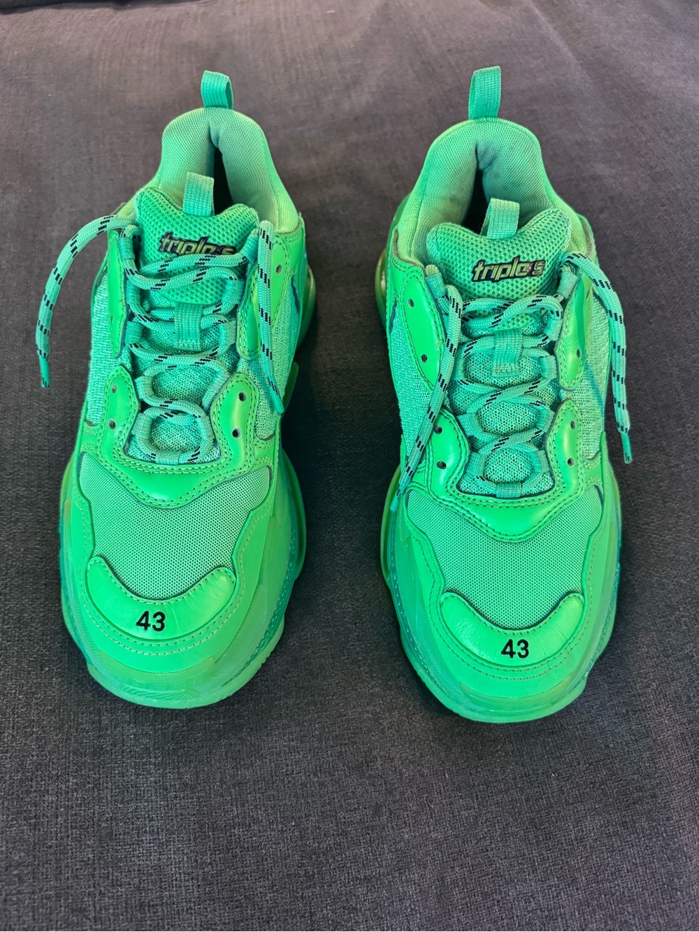 Balenciaga Men’s Green Triple S-Style Sneakers